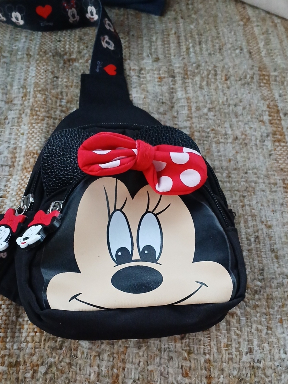 Disney Minnie Mouse Black and Red Kids Sling Bag